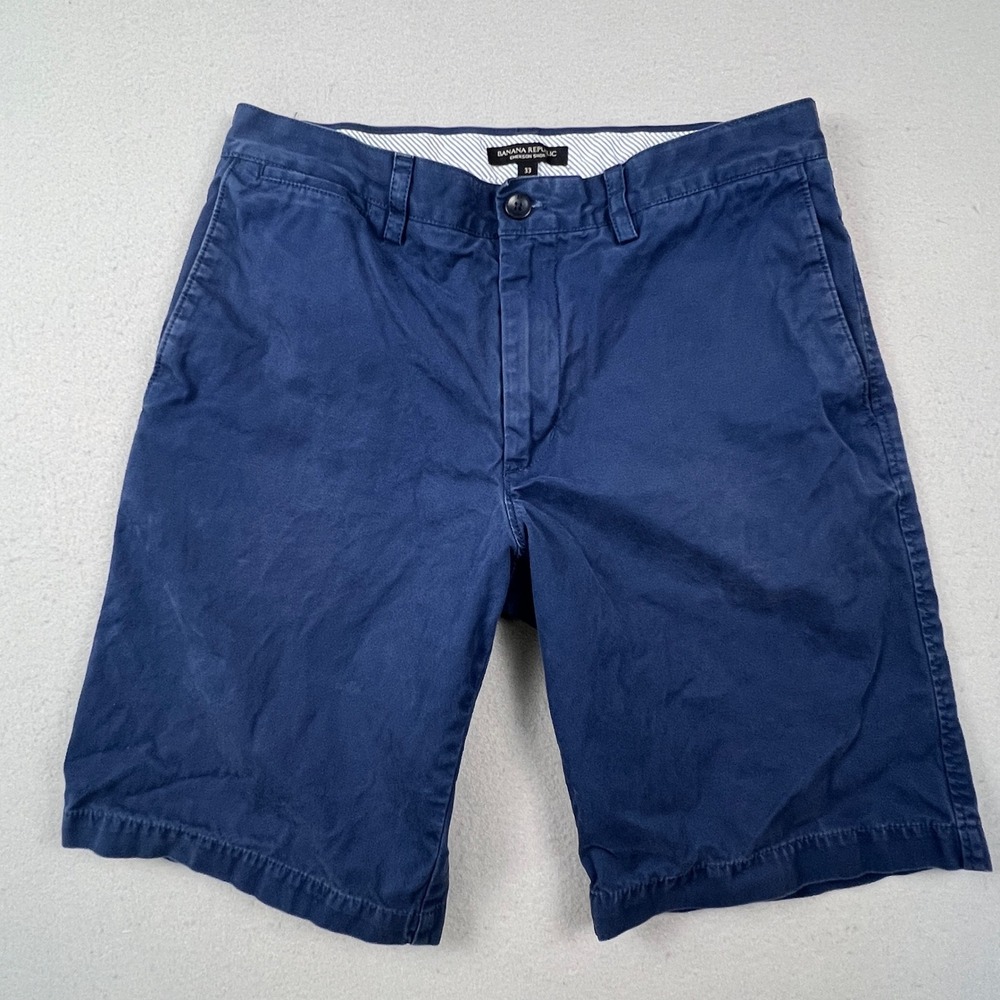 Banana Republic Emerson Shorts Mens 33 Blue Chino Cotton Casual Prep Summer